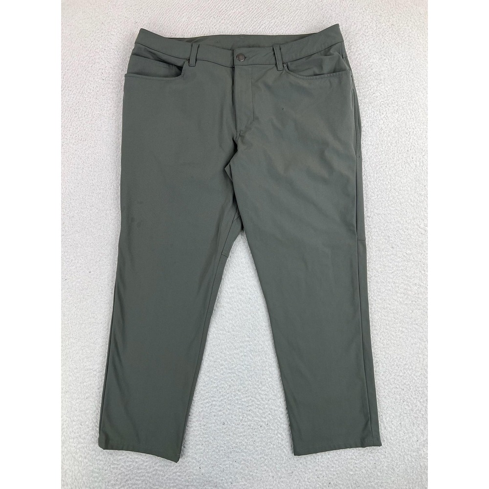Lululemon ABC Classic Fit 5-Pocket Pants Mens 35x28 Green Warpstreme LM5AQHS